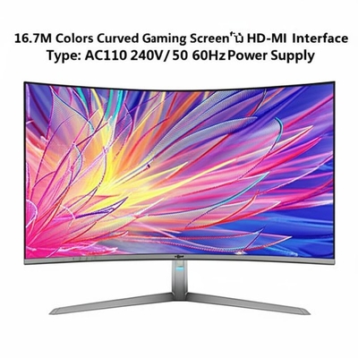 16Ecrã de jogos curvo de cores.7M com tipo de interface HD-MI e alimentação AC110 240V/50 60Hz